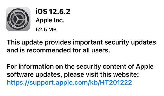 仪征苹果手机维修分享iOS12.5.2发布，建议所有老苹果用户安装 